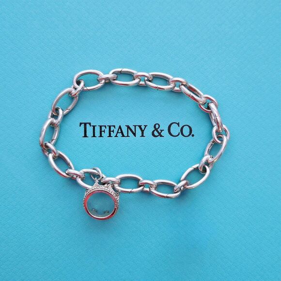 Tiffany & Co. Jewelry - Tiffany & Co. Oval Clasping Link Sterling Silver Bracelet With Crown Charm